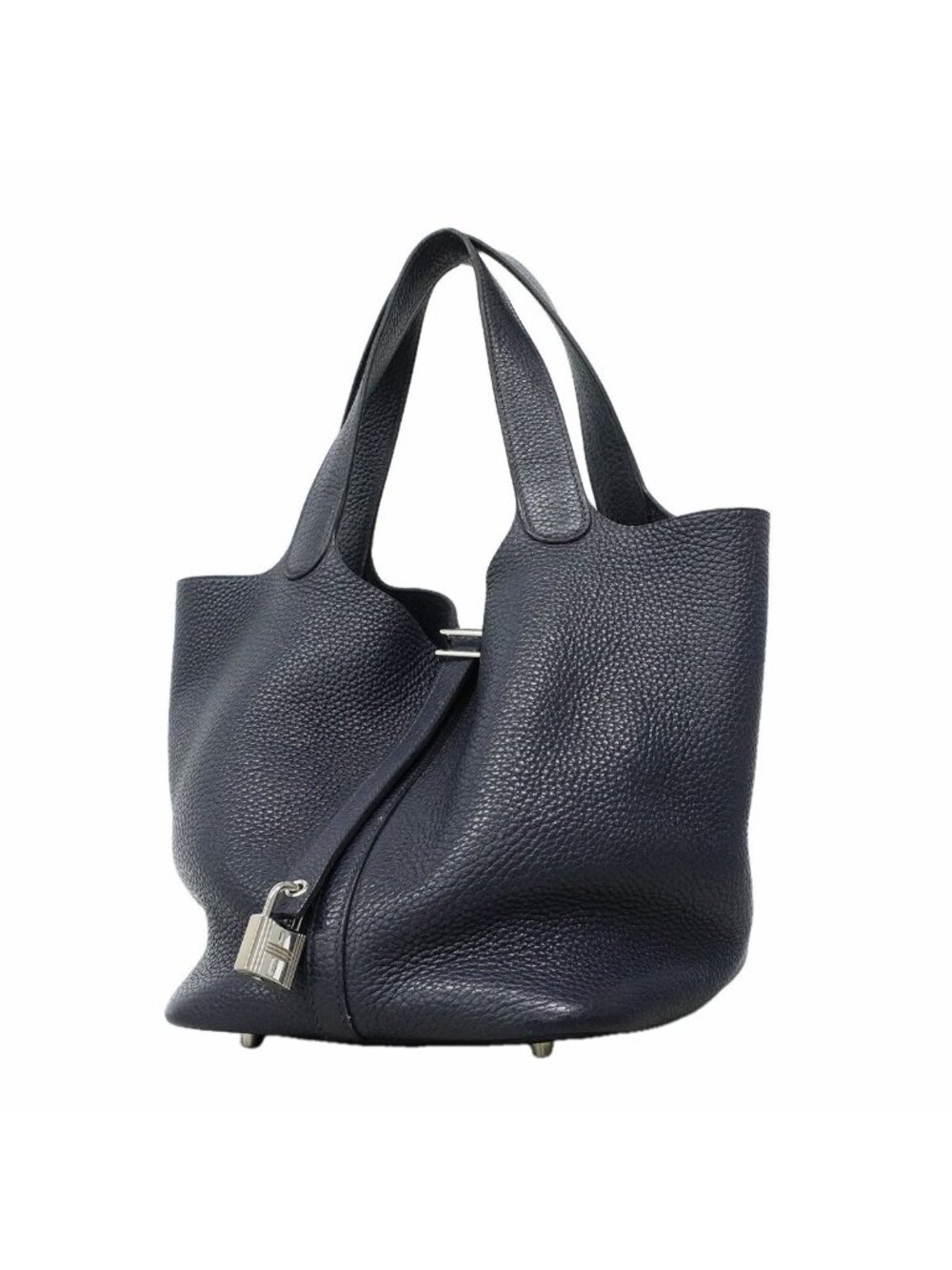 Hermes Handbag Picotin Lock MM Taurillon Clemence Blue Navy Silver